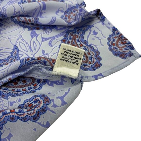 Skies Are Blue Paisley Ruffle Boho Career Airy Career Office Tank Blouse L - Picture 10 of 11